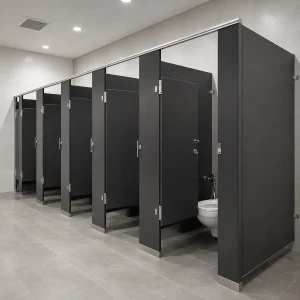 brown restroom partitions